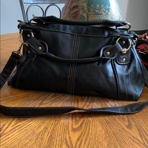 Ladies black leather shoulder purse